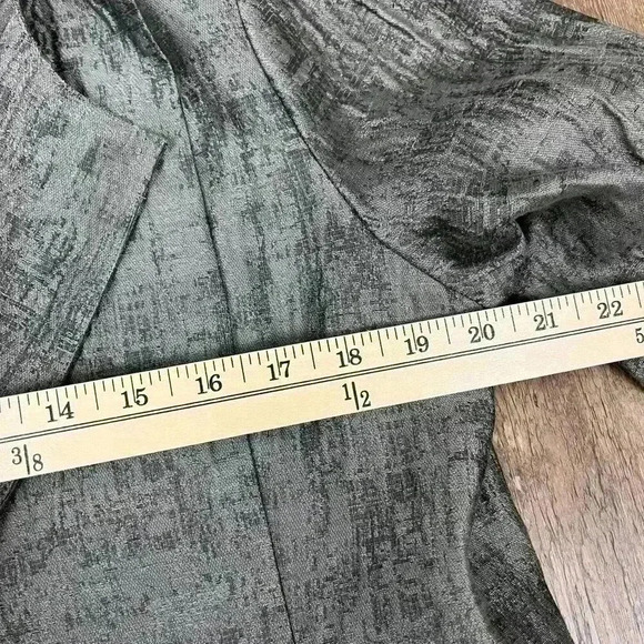 Eileen Fisher Rye Mirage Crinkle Jacquard Silk Cotton Blend Blazer Jacket Sz M - Picture 11 of 13